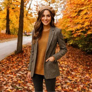 Alexander Wang Women’s Wool Blend Tailored Blazer Open Front Jacket Pockets Coat